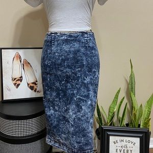 Acid Wash Denim Pencil Skirt